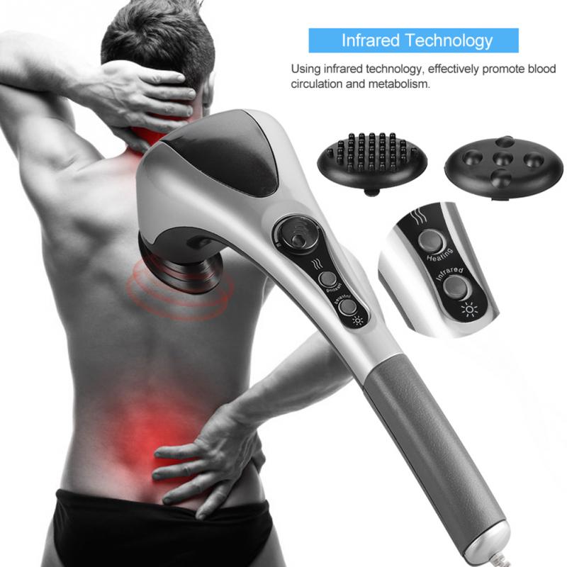 Handheld Back Massager Double Head Electric Full Body Massager Infrared Massage Hammer for Muscles Head Neck Shoulder Back Leg Foot